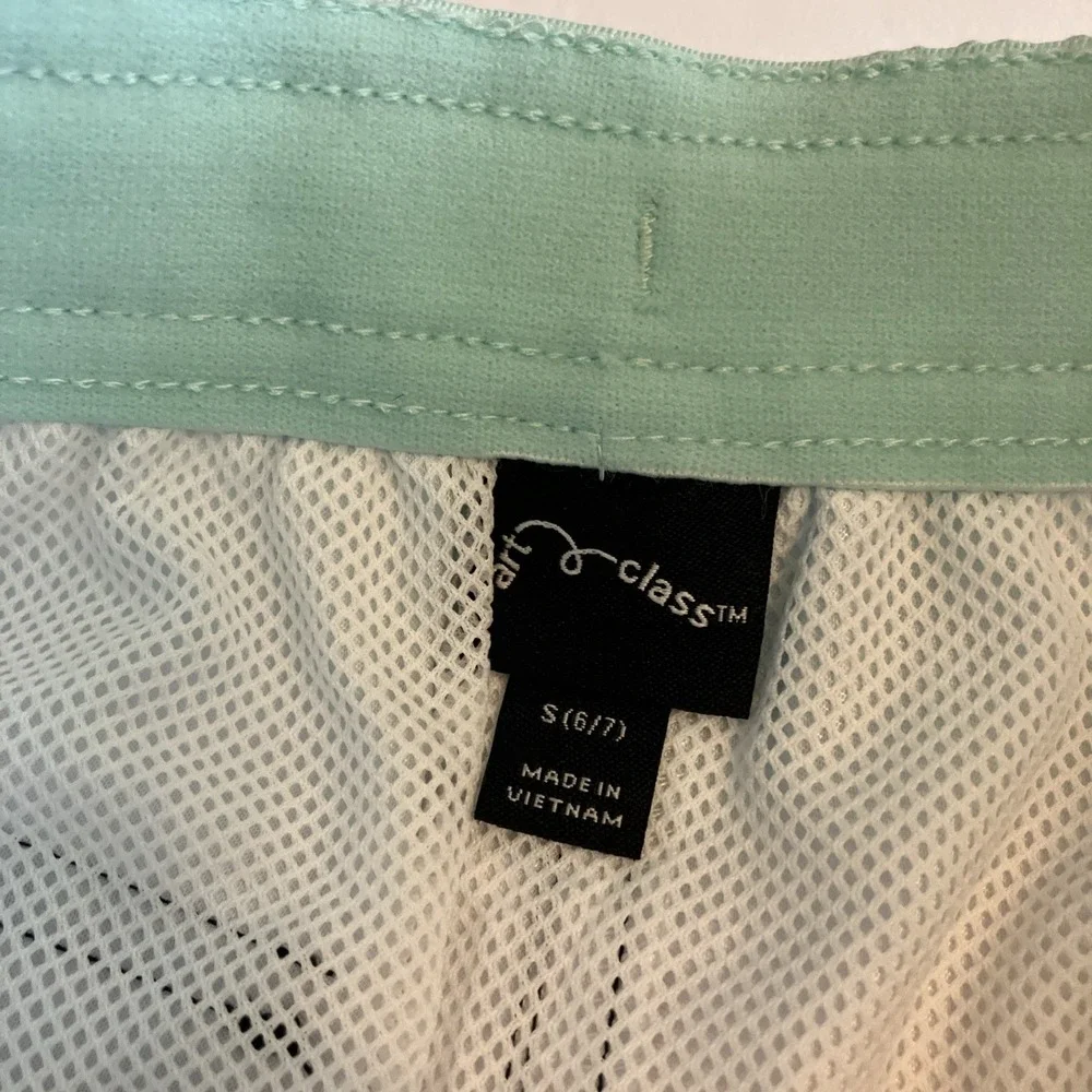 Art Class Swim Trunks Boys Small 6/7 Green Orange NEW Colorblock Ombre UPF 50+
